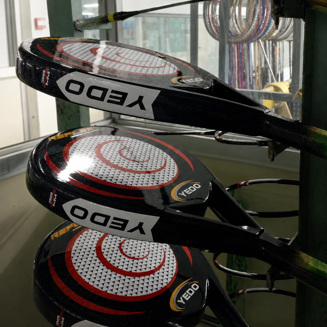 Finished rackets in production