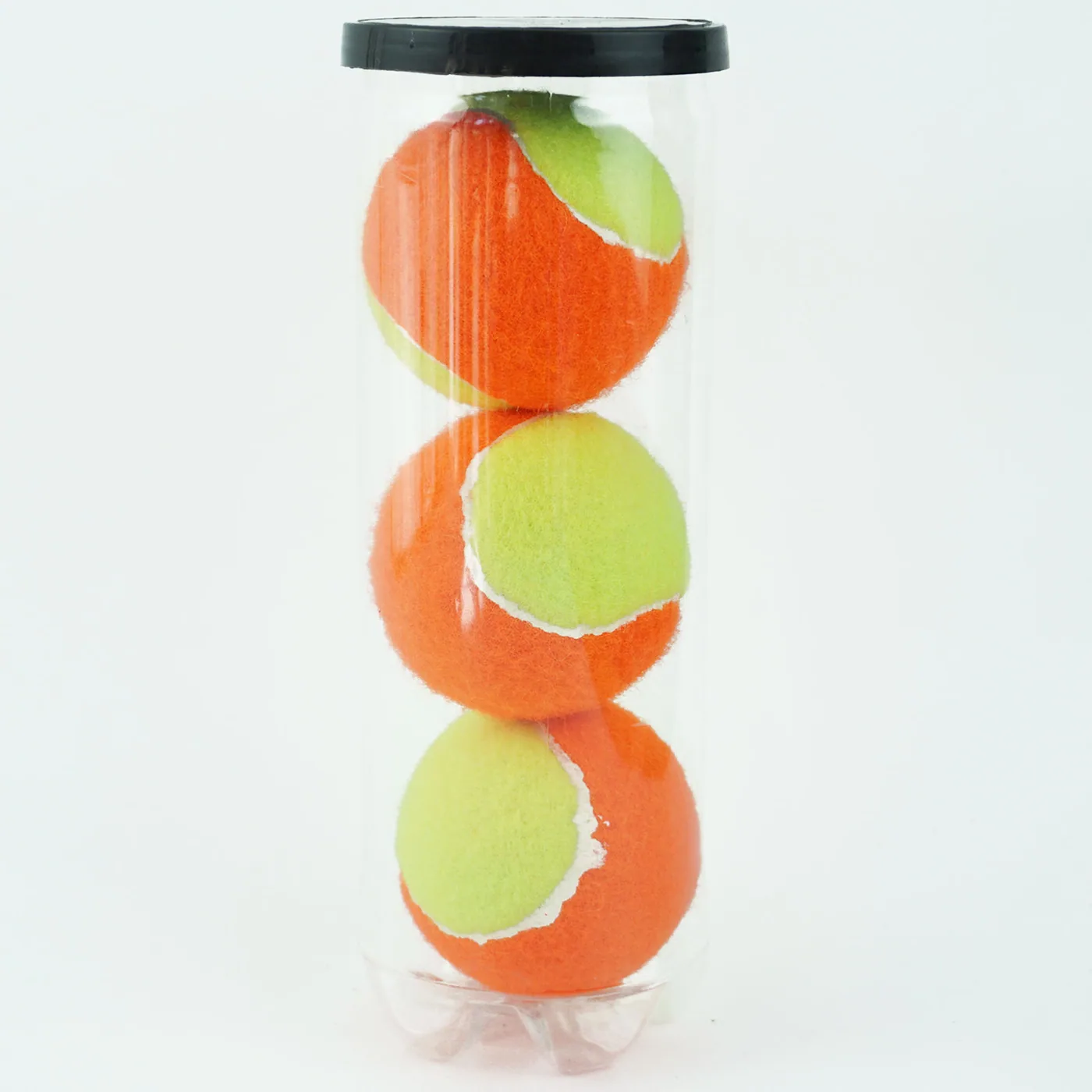 Beach tennis balls in clear tube packaging
