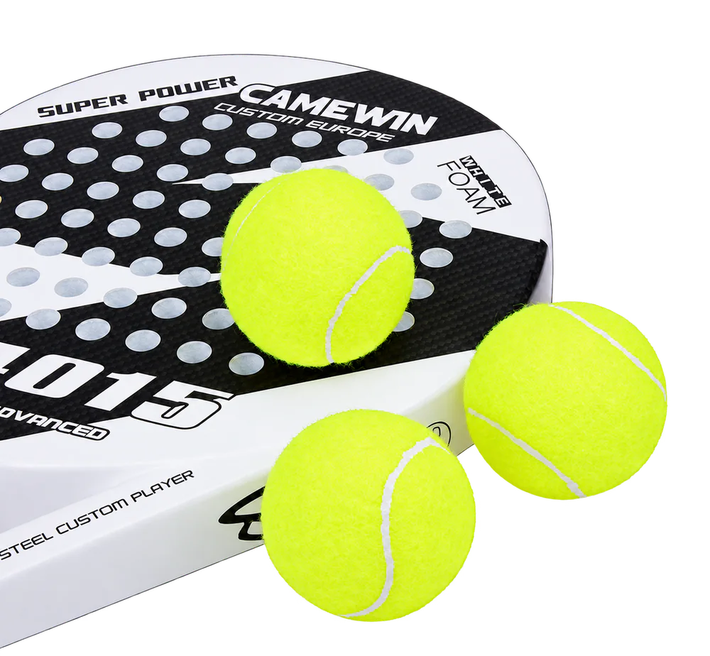 Padel racket and yellow padel balls