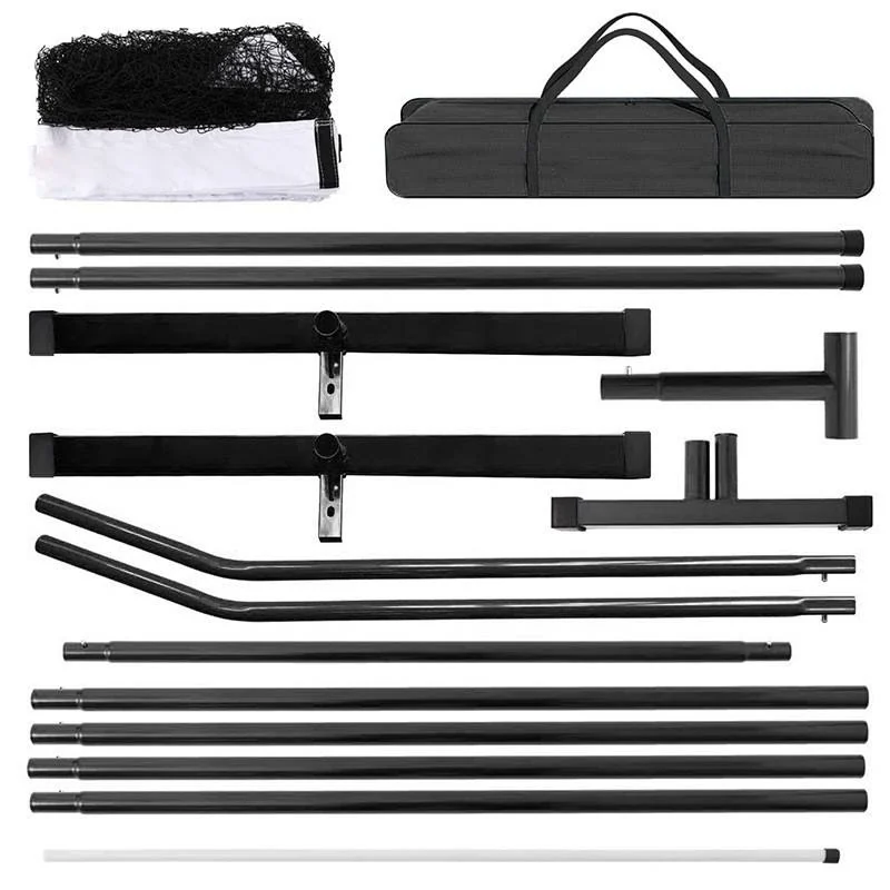 Portable pickleball net frame components, netting, and carry bag