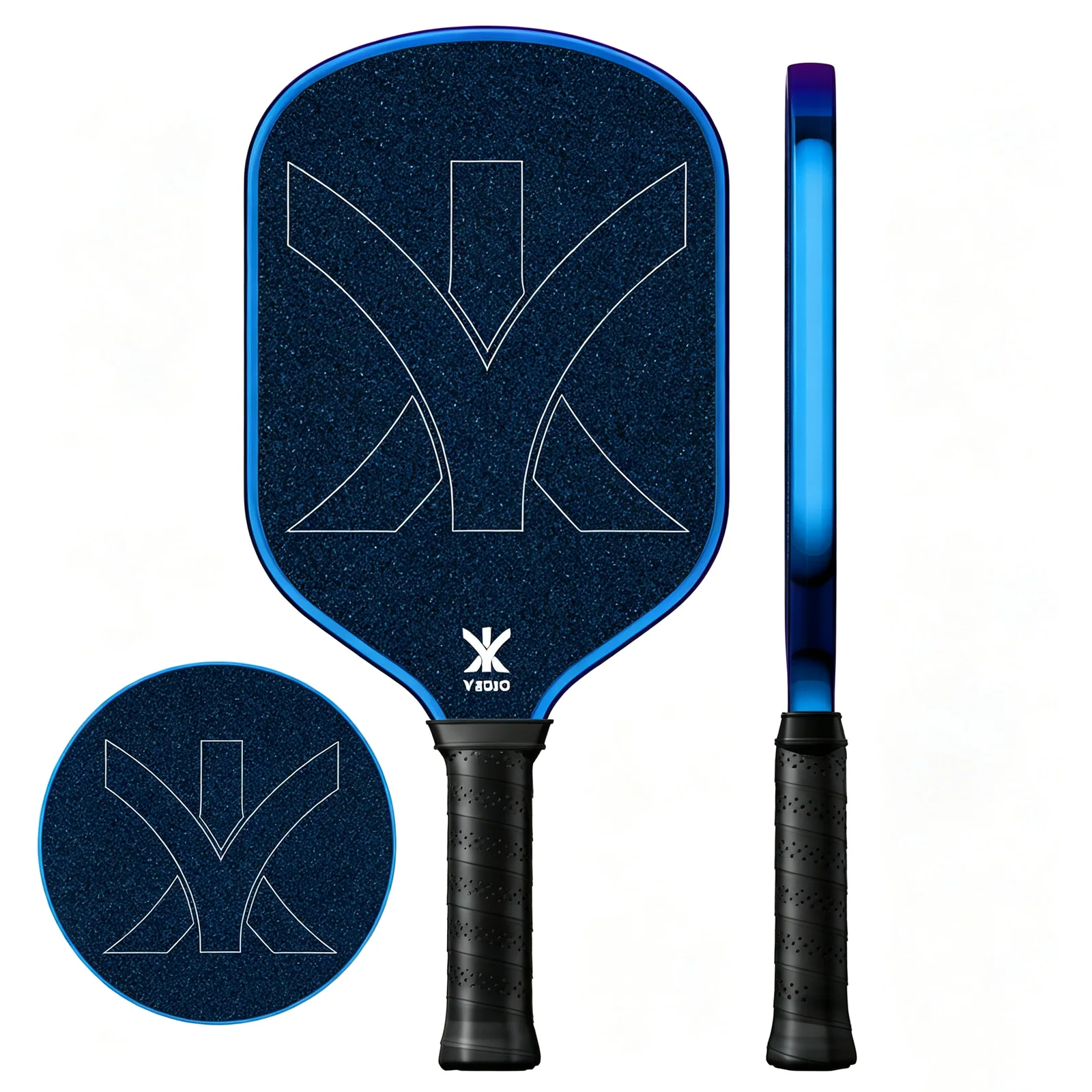 YD-78 pickleball paddle front, side, and face detail views